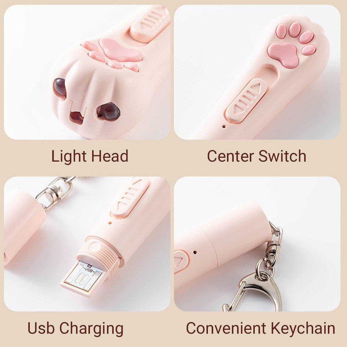 Mini Handheld Cat Claw Teasing Toy Interactive Pet Play Wand for Kitten Exercise - White