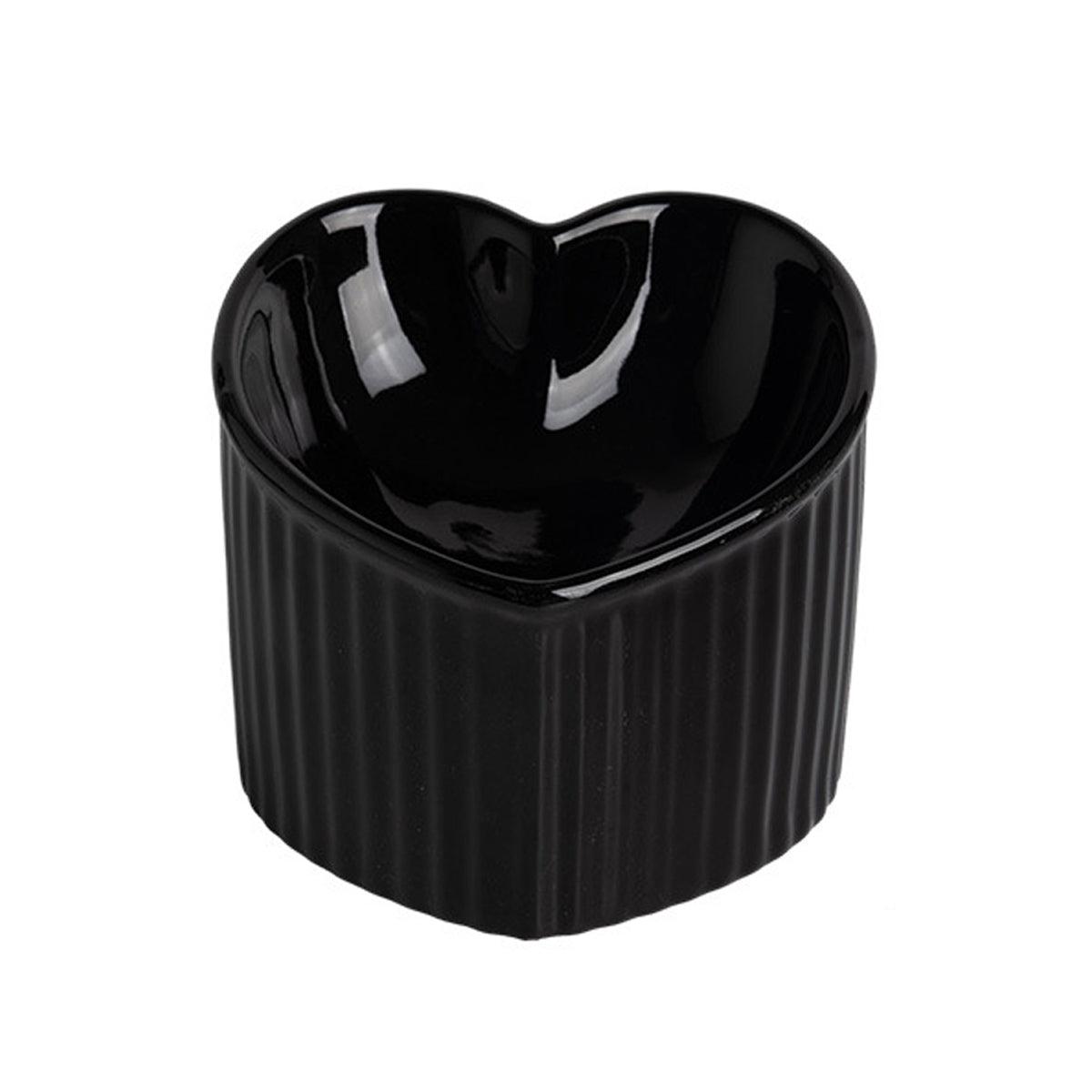 Love Shape Slanted Cat Bowl Ceramic Pet Bowl for Cats Food Water Feeding Dish - Green