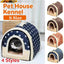 S Size Pet House Kennel Soft Igloo Beds Cave Cat Puppy Bed Warm Cushion Fold - Blue Stars