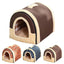 L Size Pet House Kennel Soft Igloo Beds Cave Cat Puppy Bed Warm Cushion Fold - Brown Dots