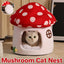 Winter Mushroom Cat House Cozy Sleeping Pet Bed for Cats Indoor Warm Pet House