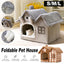 Removable Washable Pet House Four Seasons Cat Enclosed House - Grey-L