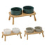 Ceramic Elevated Dog Bowl Anti-Slip Double Bowl for Small Medium Large Dogs - Grey