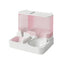 Automatic Cat Feeder Water Dispenser All in One Plastic Bowl for Cats and Dogs - Pink