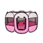 Pet Fence Indoor Cat Dog Tent Octagonal Fence Portable Foldable Cage Kennel - S-Pink