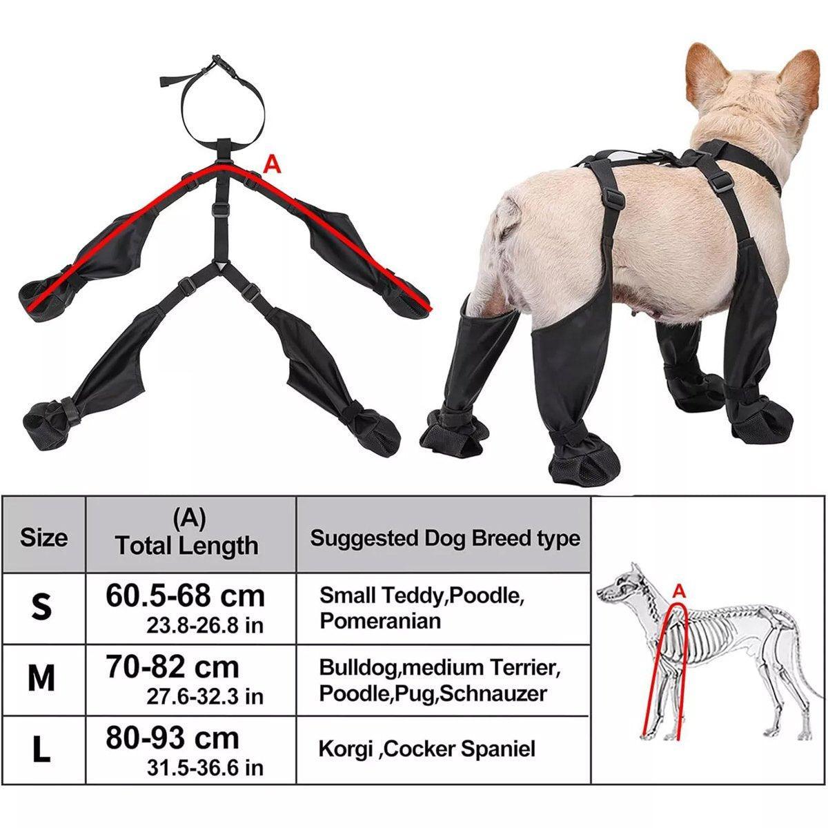 Dog Adjustable Suspender Boots Waterproof Dog Shoes Anti-Slip Pet Paw Protector - M