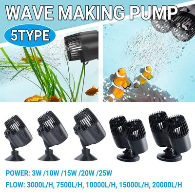Aquarium Wave Maker Fish Tank Water Circulation Pump Powerhead with Suction Cup - 800M 25W