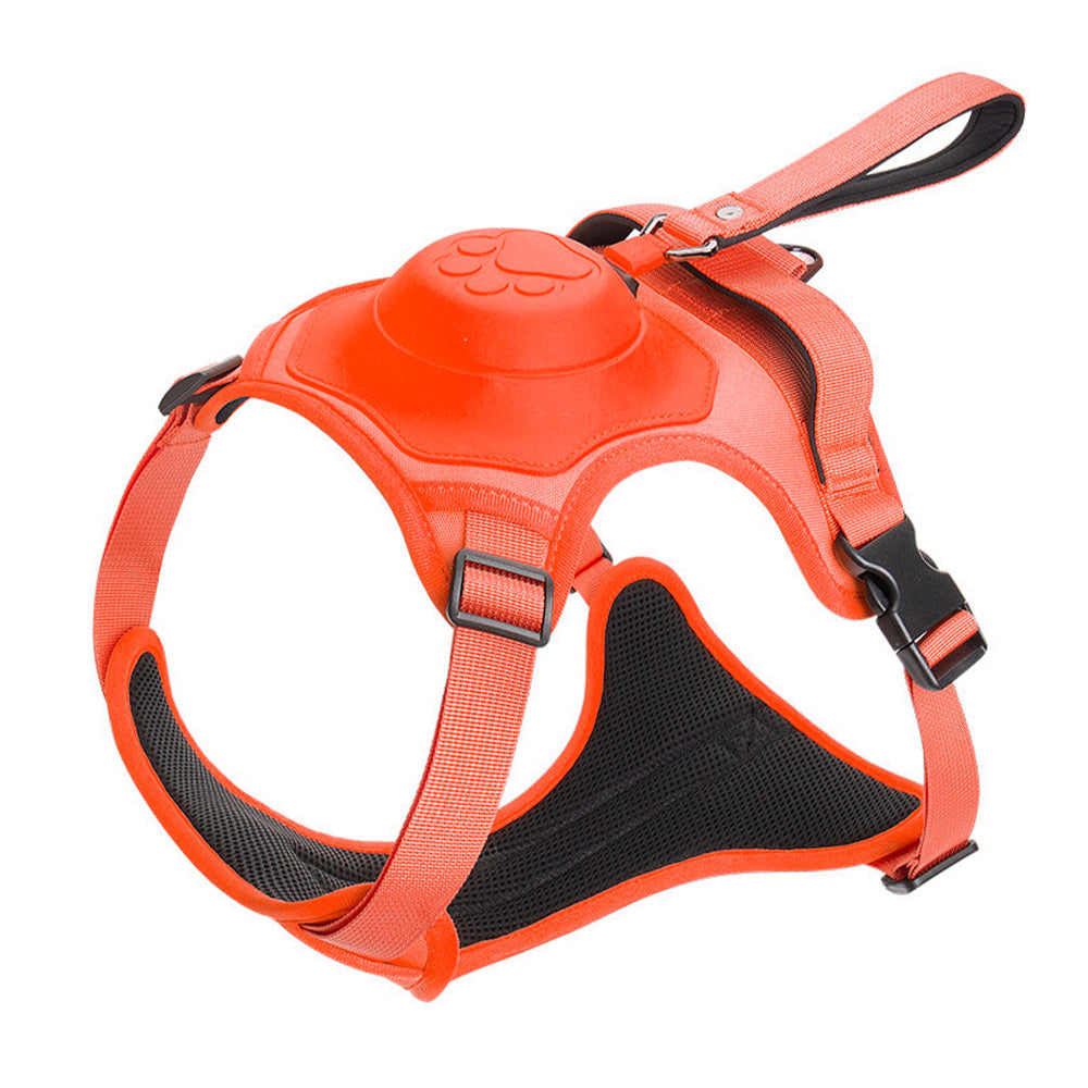 Vibe Geeks Ultimate 2-in-1 Reflective No-pull Dog Harness with Retractable Leash and Control Handle - Red - L