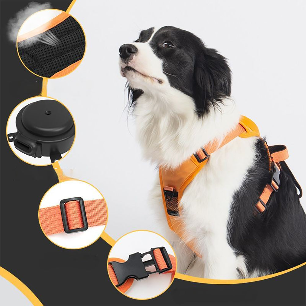 Vibe Geeks Ultimate 2-in-1 Reflective No-pull Dog Harness with Retractable Leash and Control Handle - Red - L