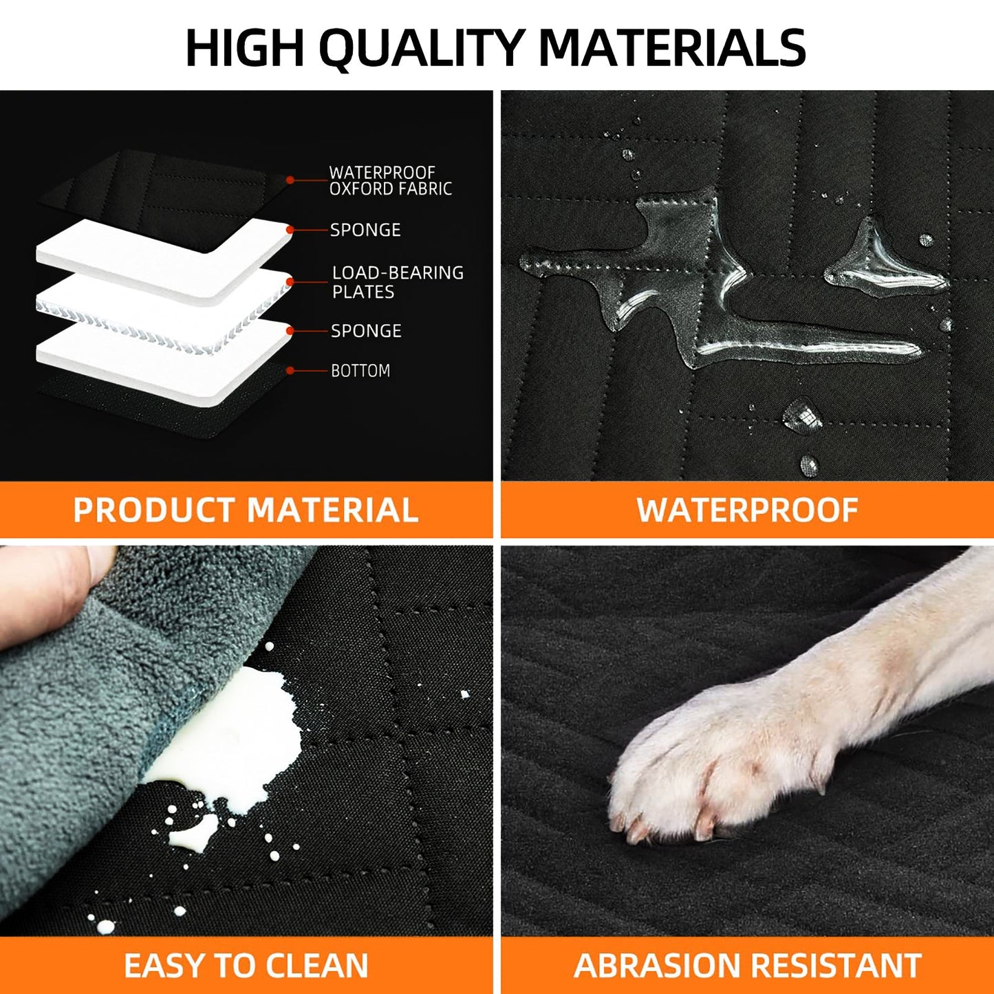 Black PawfectFriend Hard Bottom Car Back Seat Extender & Hammock for Dogs – 63x132cm Waterproof, Heavy-Duty Pet Seat Protector