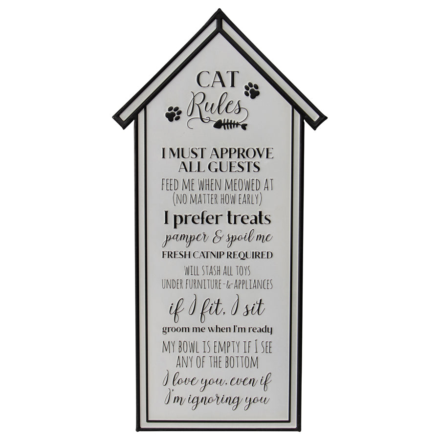 Cat Rules Wall sign 33x66cm