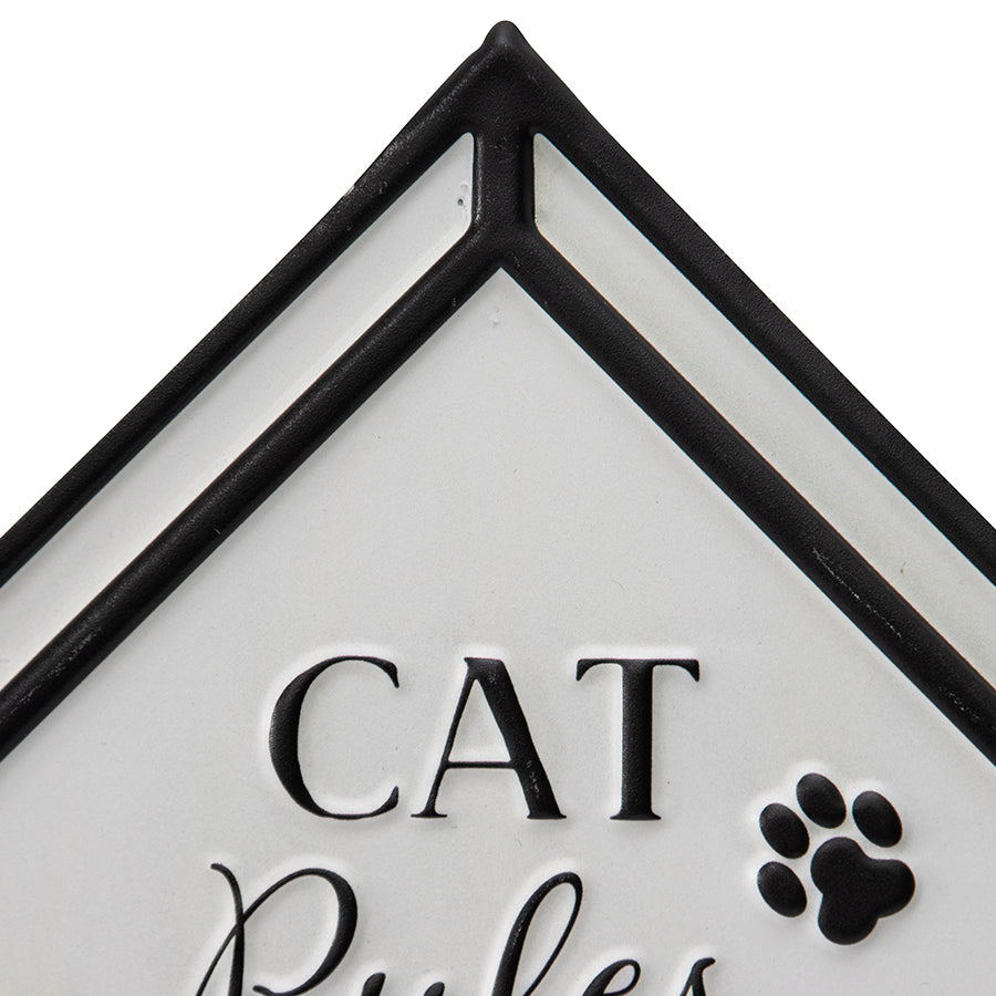 Cat Rules Wall sign 33x66cm
