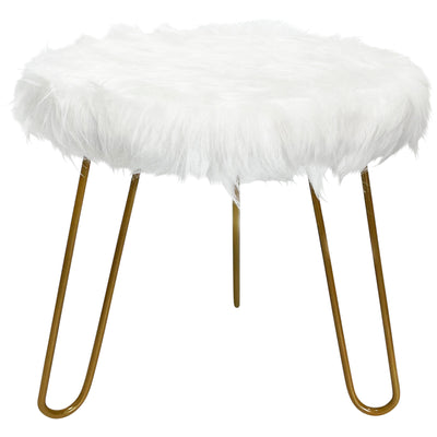 Faux Fur Shaggy White 3 Legged Child Stool / Footstool 30cm
