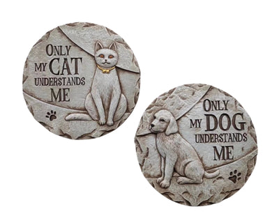 Set 2 Concrete Cat & Dog Wall Plaque 25cm - View 1