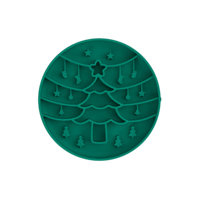 Green Silicone Slow Feeder Bowl for Dogs - Anti-Choking Christmas-Themed Lick Mat