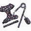 S Crushed Black Adjustable Soft Pet Harness with Leash & Poop Bag Dispenser