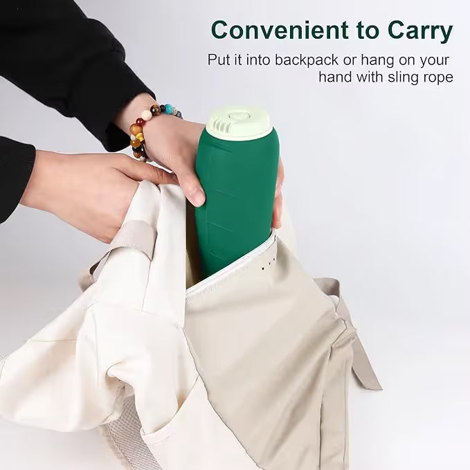 Green 2-in-1 Portable Dog Water Bottle and Food Container - Leaf-Shaped Silicone Travel Bowl for Pets, Leak-Proof Outdoor Dispenser for Walking, Hiking and Traveling, 330ml Capacity