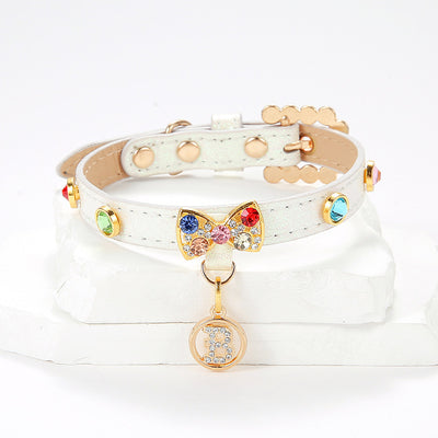 2-PCS Sparkling Rhinestone Bow Cat Collar - Adorable & Safe Pet Collar L