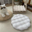 White Plush Round Cat Mat - Soft Faux Fur Sleeping Pad (40cm Diameter)