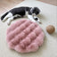 Pink Plush Round Cat Mat - Soft Faux Fur Sleeping Pad (40cm Diameter)