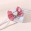 2 - PCS Cute Pet Pearl Necklace Collar with Pink Bow and Heart Charm - Size S