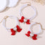 2 - PCS Cute Pet Pearl Necklace Collar with Red Bow and Heart Charm - Size S