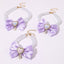 2 - PCS Cute Pet Pearl Necklace Collar with Purple Bow and Heart Charm - Size M
