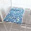 Cat Cage Platform Mat - white cat pattern on Blue background (40x60cm)