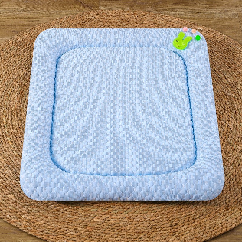 Blue Breathable Cooling Pet Mat - Ice Bean Summer Bed for Small Dogs (L : 50x65cm)