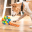 Yellow Ball And Colorful Strips Of Fabric Interactive Pet Snuffle Ball - Treat-Dispensing Toy for Dogs and Cats, 20 cm TPR and Felt Fabric for Mental Stimulation