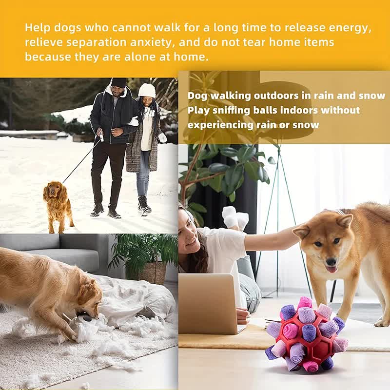 Pink Ball And Colorful Strips Of Fabric Interactive Pet Snuffle Ball - Treat-Dispensing Toy for Dogs and Cats, 20 cm TPR and Felt Fabric for Mental Stimulation