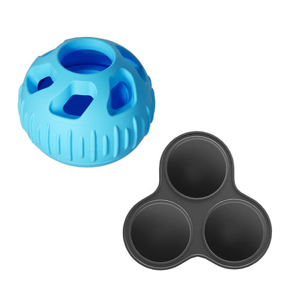 Blue Ball and Black Mold Pet Treat Dispensing Ball and Molding Set - Silicone Dog Chew Toy for Teeth Cleaning and Boredom Relief