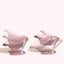 Pink Foldable Elevated Pet Bowl Set - Tilted Ergonomic Cat Feeder with Aluminum Stand & Silicone Bowl