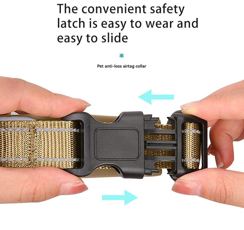 S Blue-green Secure Nylon Dog Collar with Built-in Apple AirTag (not included) Holder Case - Pet Tracker Accessory