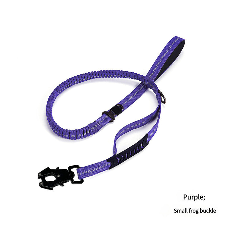 Purple Shock Absorbing Dog Leash with Reflective Stitching - 135cm for Small to Large Dogs
