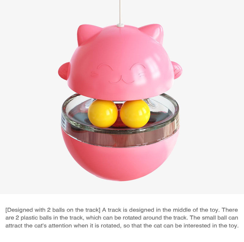 Cat Teaser Cup Toy, Interactive Treat Dispensing Ball with Wand (Blue)