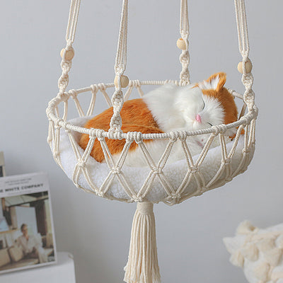 Pet Hammock for Cats with Wooden Beads - Pet Swing padding not included (Diameter : 40cm)