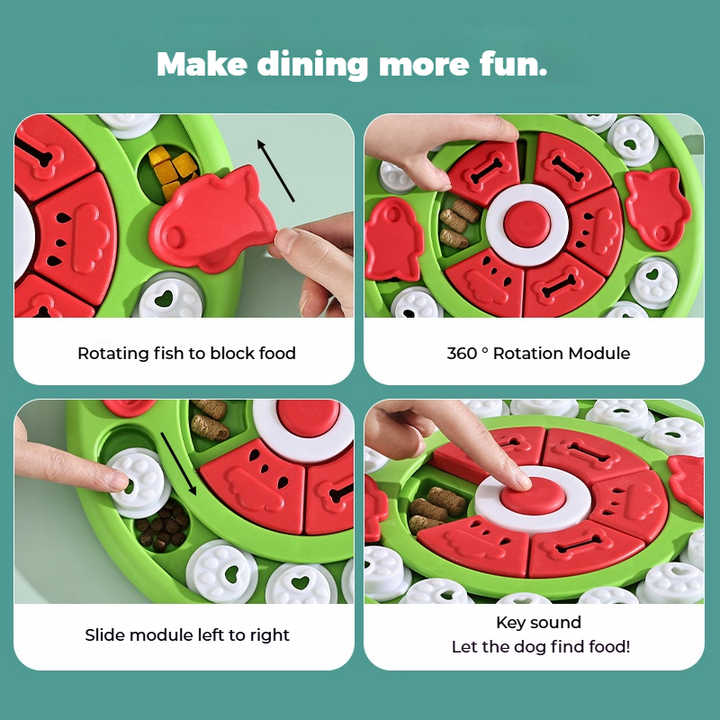 Green Interactive Pet Puzzle Feeder Toy - Slow Eating & Mental Stimulation Game for Dogs & Cats