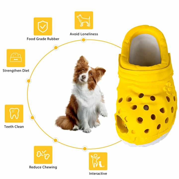 Size S Blue Tough Slipper Dog Chew Toy - Natural Rubber Treat Dispenser & Teeth Cleaner for Interactive Play & Boredom Relief