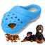 Size L Blue Tough Slipper Dog Chew Toy - Natural Rubber Treat Dispenser & Teeth Cleaner for Interactive Play & Boredom Relief