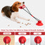Red Interactive Dog Suction Cup Tug Toy - Durable TPR Chew & Treat Dispenser for Teeth Cleaning & Solo Play