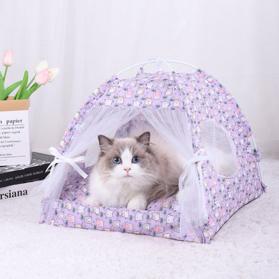L 50*50CM 15 Catties Within The Pet Purple Cat Cooling Summer Pet Tent - Portable Foldable Breathable Outdoor Cat House Shelter