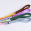Premium Leather Pet Collar and Leash - Soft, Strong Braided Rope (Pink Purple - Size M)