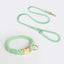 Handmade Rope Dog Collar and Leash Set - Colorful Woven Cotton Cotton (Mint green - Size S)