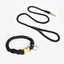 Handmade Rope Dog Collar and Leash Set - Colorful Woven Cotton Cotton (Black - Size M)