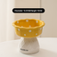 Yellow Adorable Mushroom Ceramic Elevated Cat Bowl - Anti-Vomiting & Spine Protecting Pet Feeder with Polka Dots