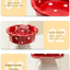 Yellow Adorable Mushroom Ceramic Elevated Cat Bowl - Anti-Vomiting & Spine Protecting Pet Feeder with Polka Dots