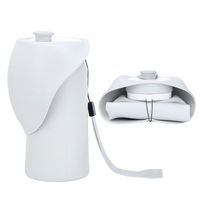 Grey Portable Pet Dog Water Bottle 550ml - Foldable Food-Grade Silicone Travel Drinker with Leak-Proof Dispenser