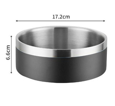 Black and Silver Premium 304 Stainless Steel Pet Bowl (32oz) - Non-Slip, Anti-Tip Food & Water Dish for Dogs & Cats - Durable & Easy Clean