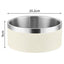 Beige and Silver Premium 304 Stainless Steel Pet Bowl (64oz) - Non-Slip, Anti-Tip Food & Water Dish for Dogs & Cats - Durable & Easy Clean